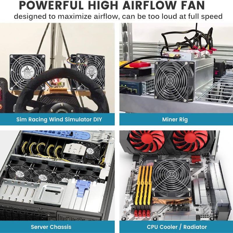 GDSTIME 120mm x 38mm 12V PWM Fan 4-Pin, High Static Pressure 120x120x38mm PC Computer Case DC Brushless Cooling Fan Dual Ball Bearing - Image 2